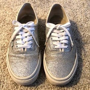 Vans Women Silver Glitter Skateboard Shoes